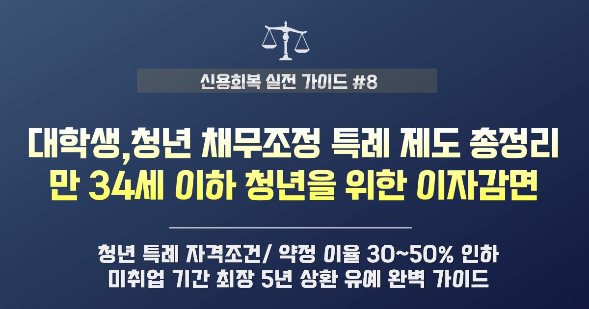 청년 채무조정 특례 | 만 34세 이하 이자 감면 및 상환 유예 혜택