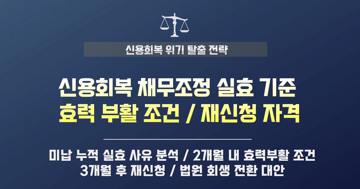 신용회복 실효 재신청 자격 및 효력부활 완벽 정리