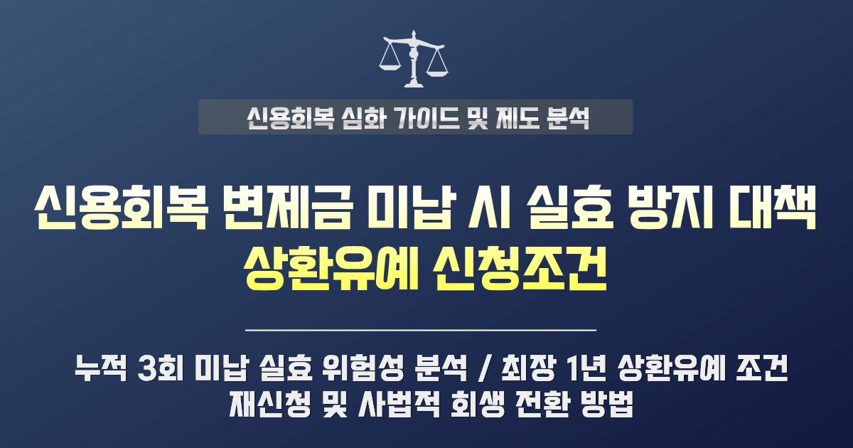 신용회복 변제금 미납 실효 방지법 및 상환유예 신청