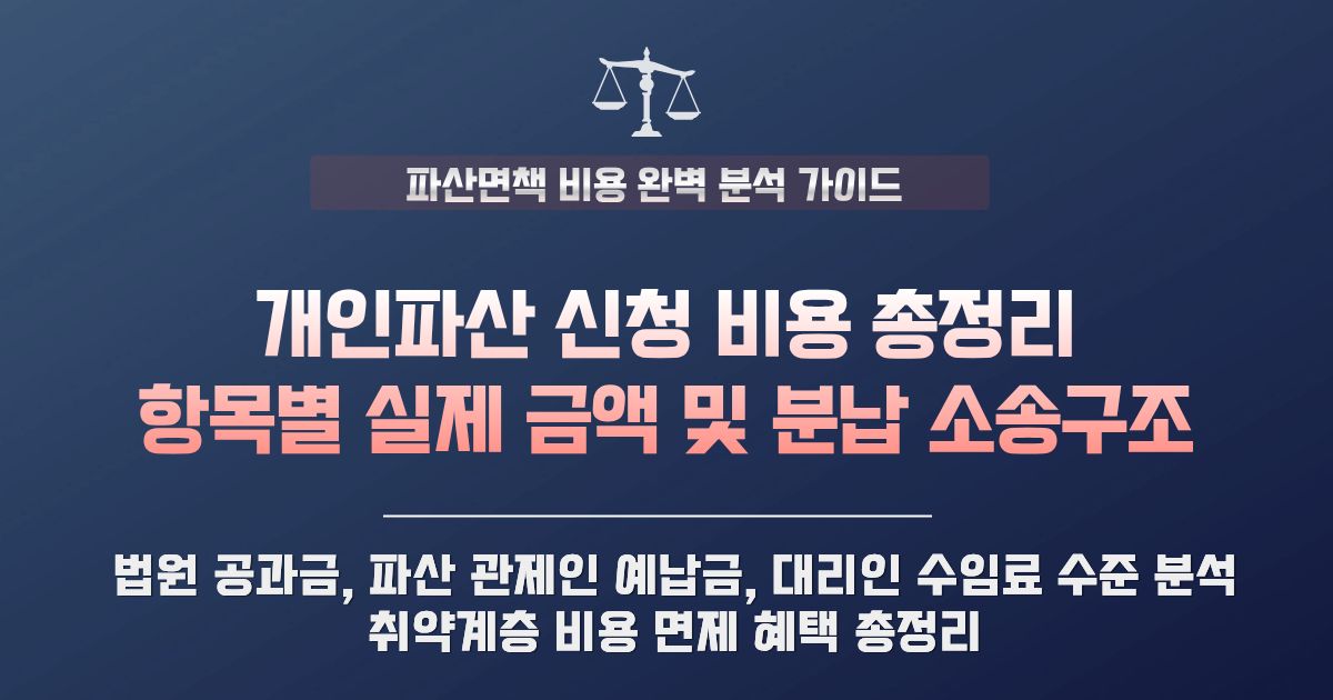 개인파산 비용 인지대 송달료 파산관재인 비용 변호사 수임료 정리