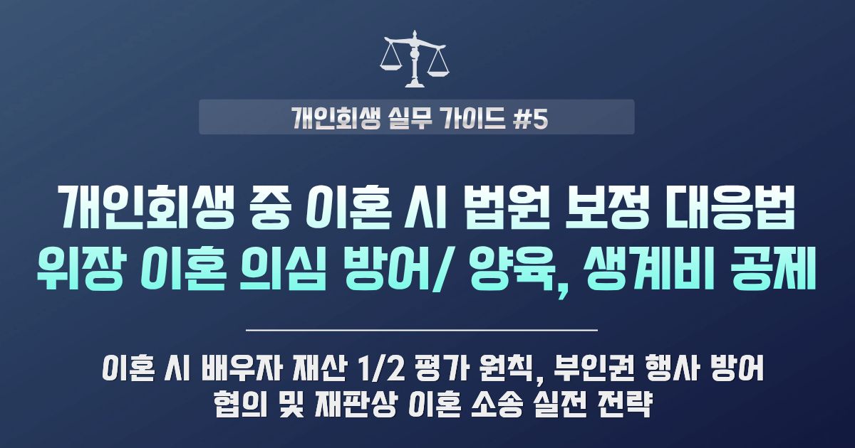 개인회생 중 이혼 시 재산분할·위자료 법원 보정 권고 소명 전략