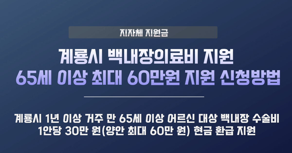 계룡시 백내장의료비 지원