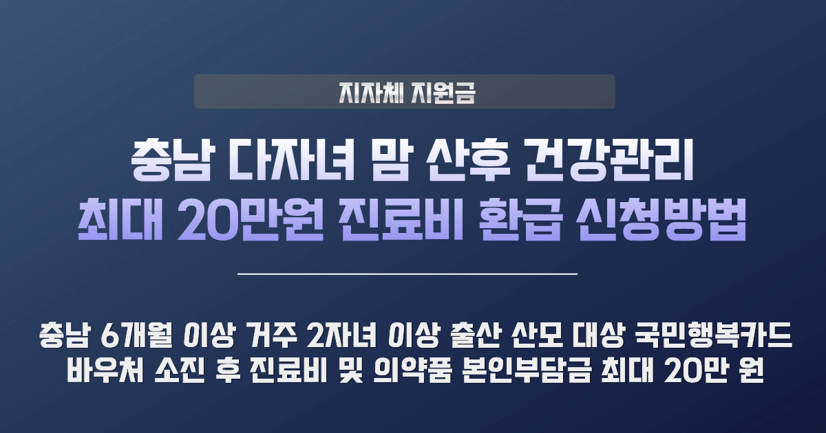 충남 다자녀 맘 산후 건강관리 지원