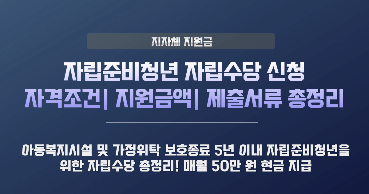 자립준비청년 자립수당